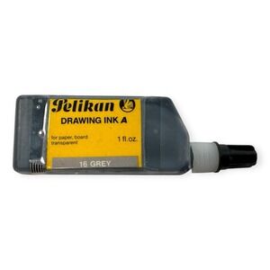 Vintage Pelikan Drawing Ink A 16 Grey 1 fl oz Partial Bottle Germany ~75% Full